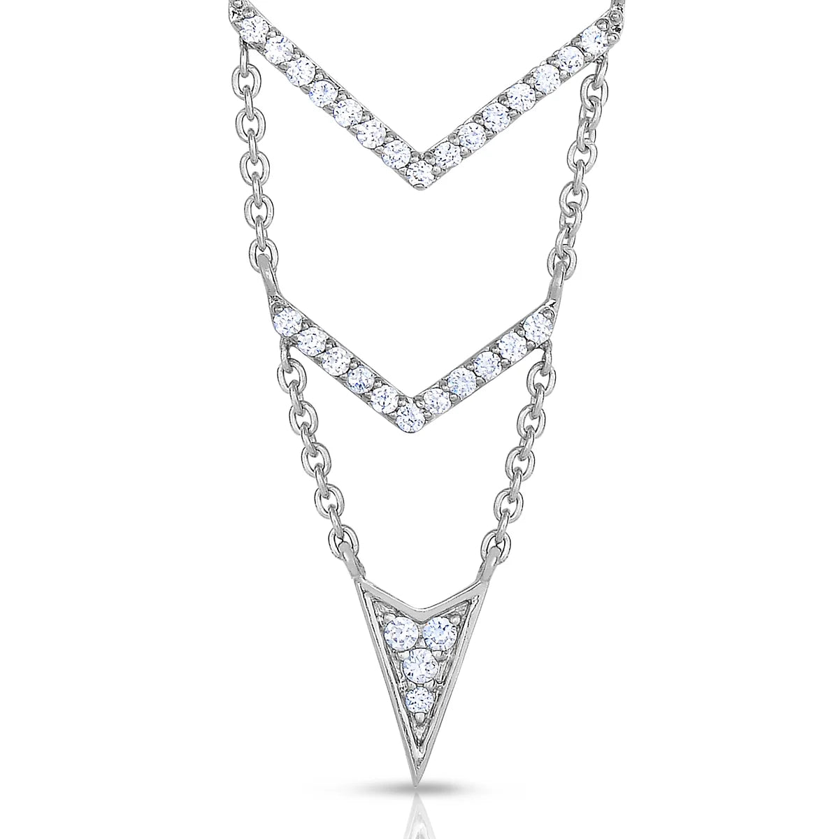 1/4 Carat Diamond Arrow V Necklace in Sterling Silver, 18 inches P578