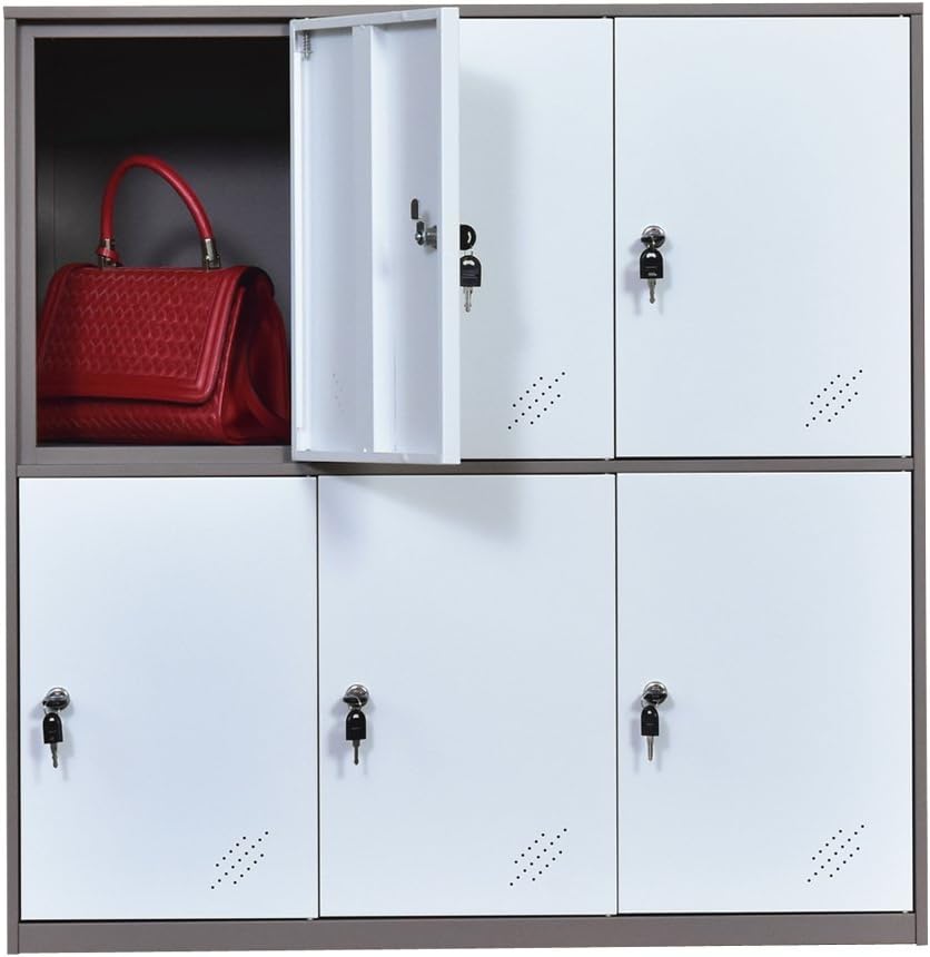 White Metal Storage Locker Cabinet with Keys V935614