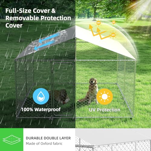 Extra Large Outdoor Dog Kennel with Waterproof Cover and Security Lock H898225
