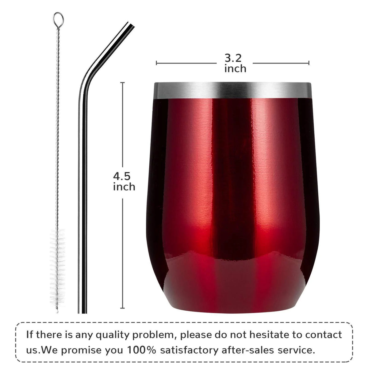 12oz 8 Pack Insulated Stainless Steel Wine Tumbler with Lid and Straw P522542