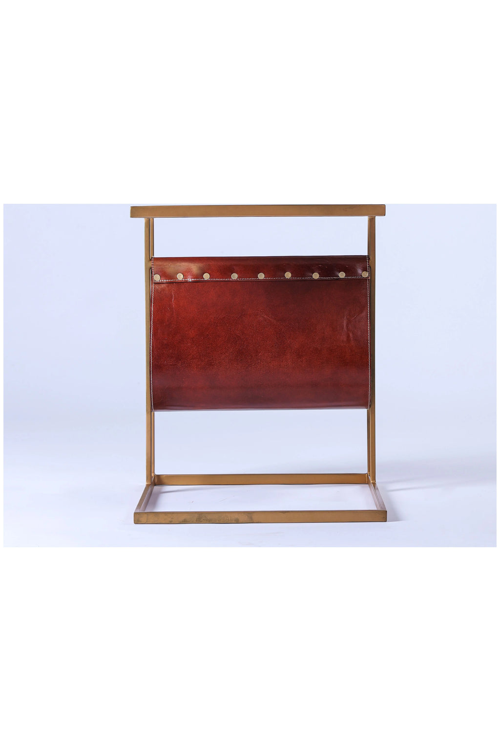 Marble Top Side Table with Magazine Sling C10147