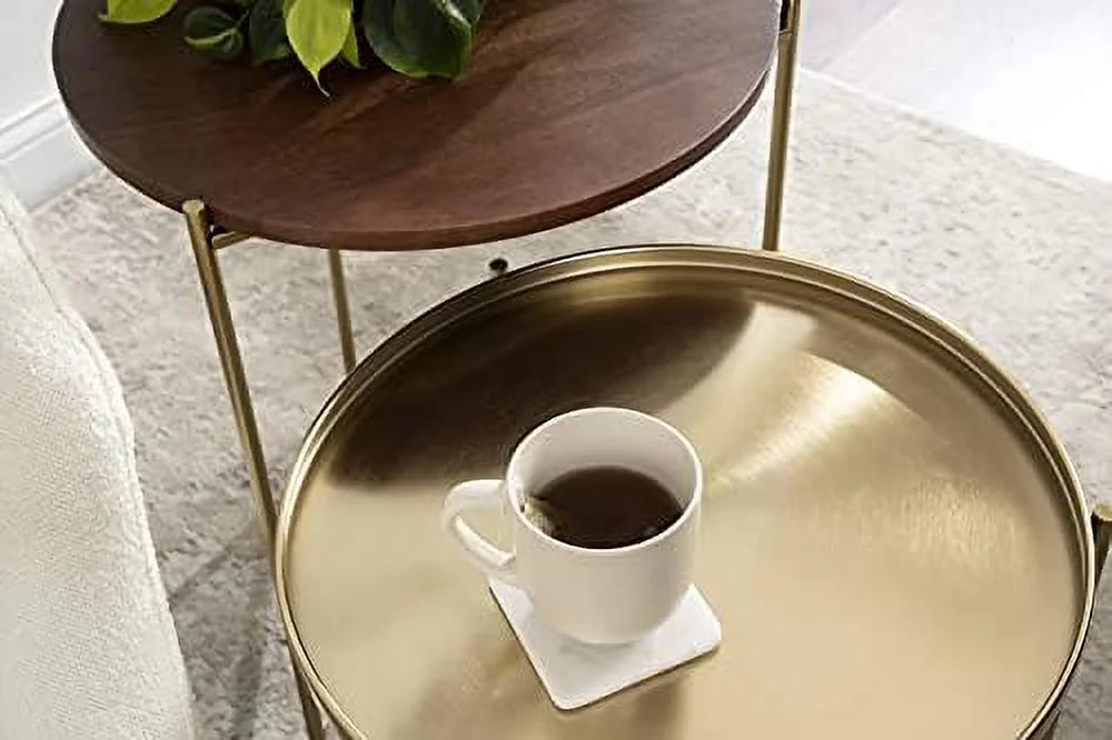 Black Nested Round Metal End Tables W5146