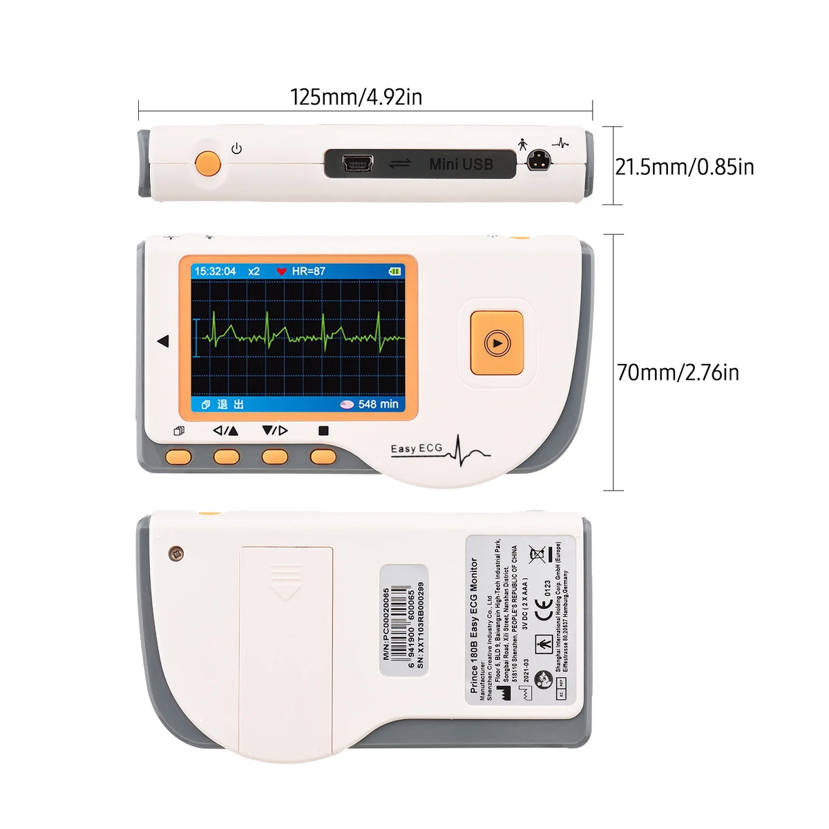 Handheld LCD EKG Device with USB Cable Q9925