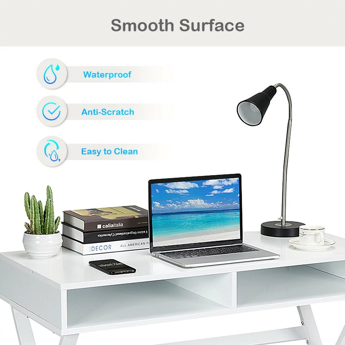 Modern Computer Desk Writing Desk Vanity Table with Storage W11936