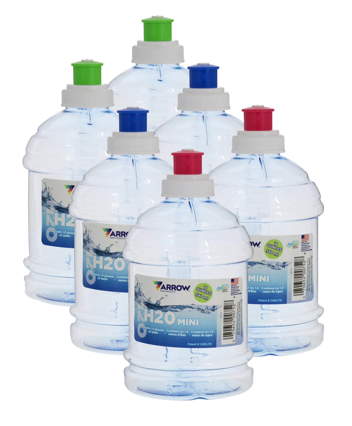 18 oz Clear BPA-Free Water Bottles 6 Pack T86028