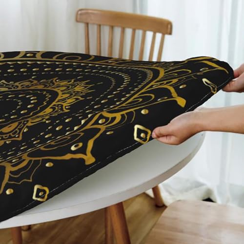 Multicolor Elastic Fitted Round Tablecloth Plaid Fits 45"-50" Diameter Tables A5008