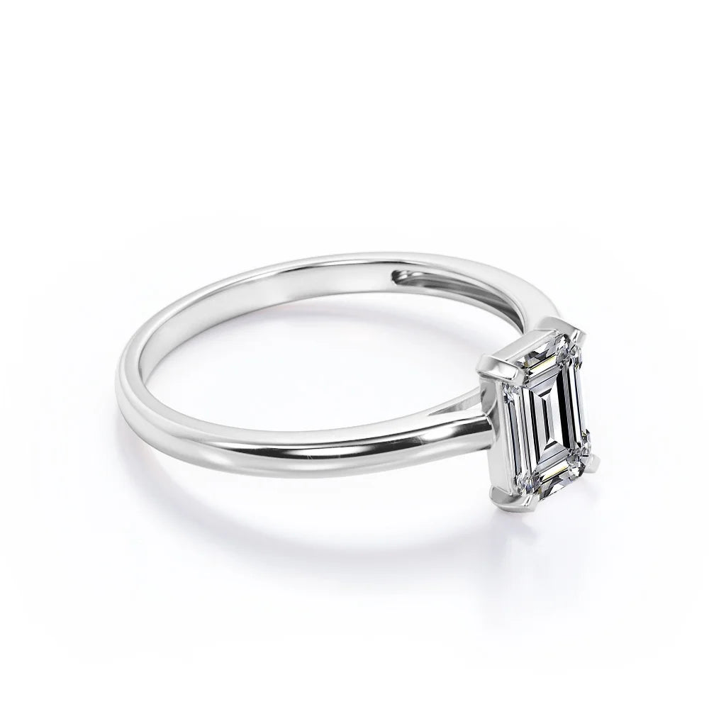18K White Gold Plating Over Silver Solitaire Promise Ring U56324