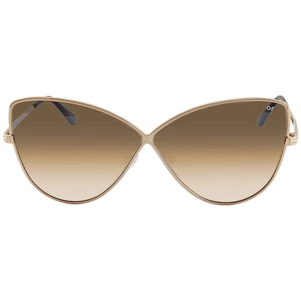 Shiny Rose Gold Gradient Brown Sunglasses J784