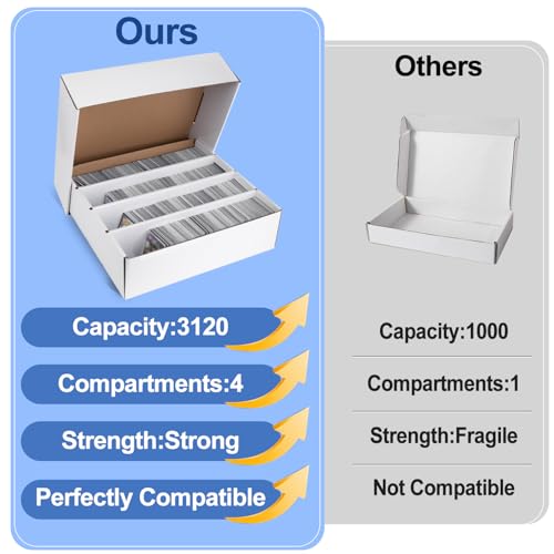 White Trading Card Storage Box with Sorting Tray and Sleeve Cases, 4 Sets H66610
