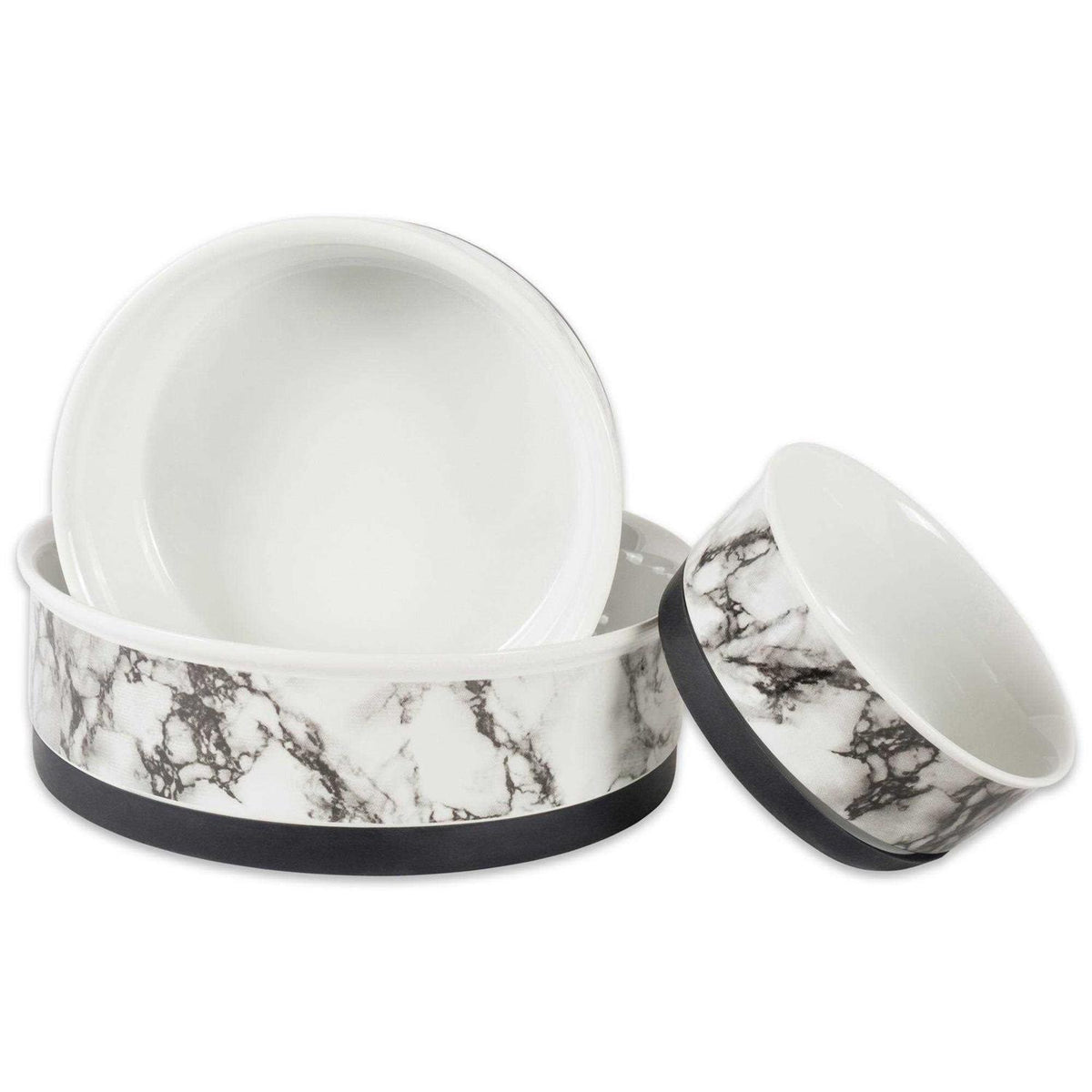 White Marble Pet Bowl Set of 2 I244