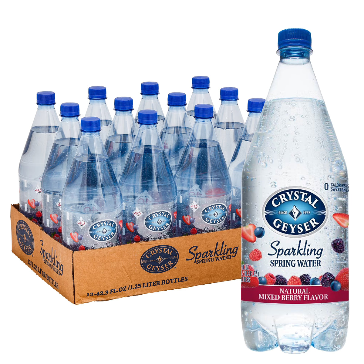 Mixed Berry Sparkling Spring Water, 12 Pack, 42 oz Bottles L729