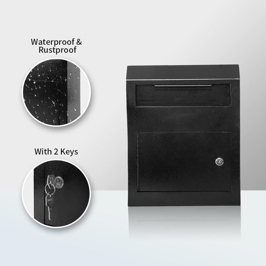 Black Rust-Proof Metal Wall Mount Mailbox with Security Locking Y54951