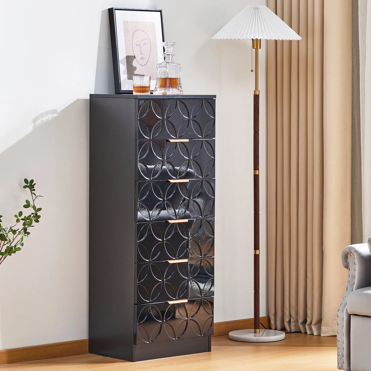 Black 6 Drawer Dresser U47016