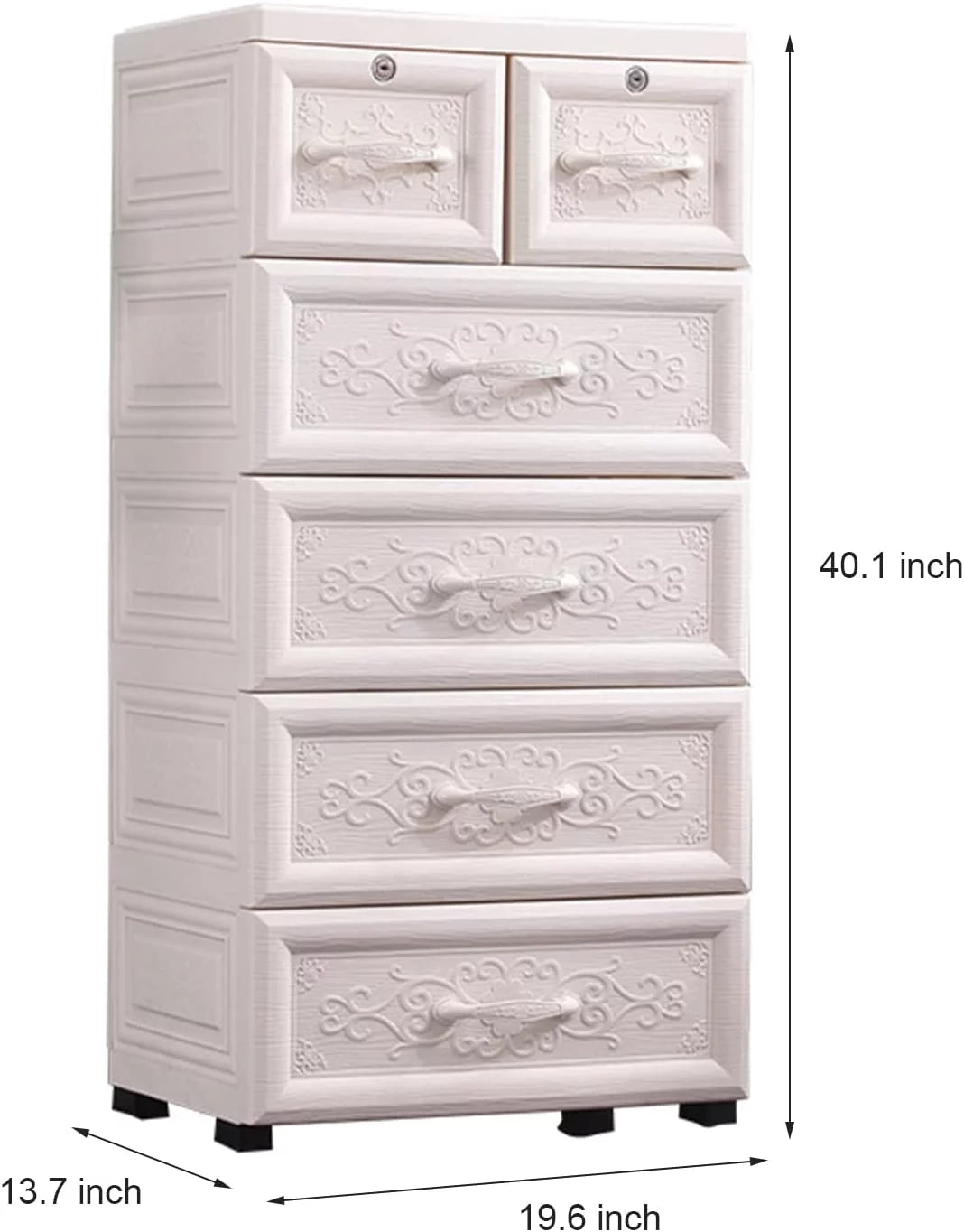 White 6 Drawers Plastic Storage Cabinet E892
