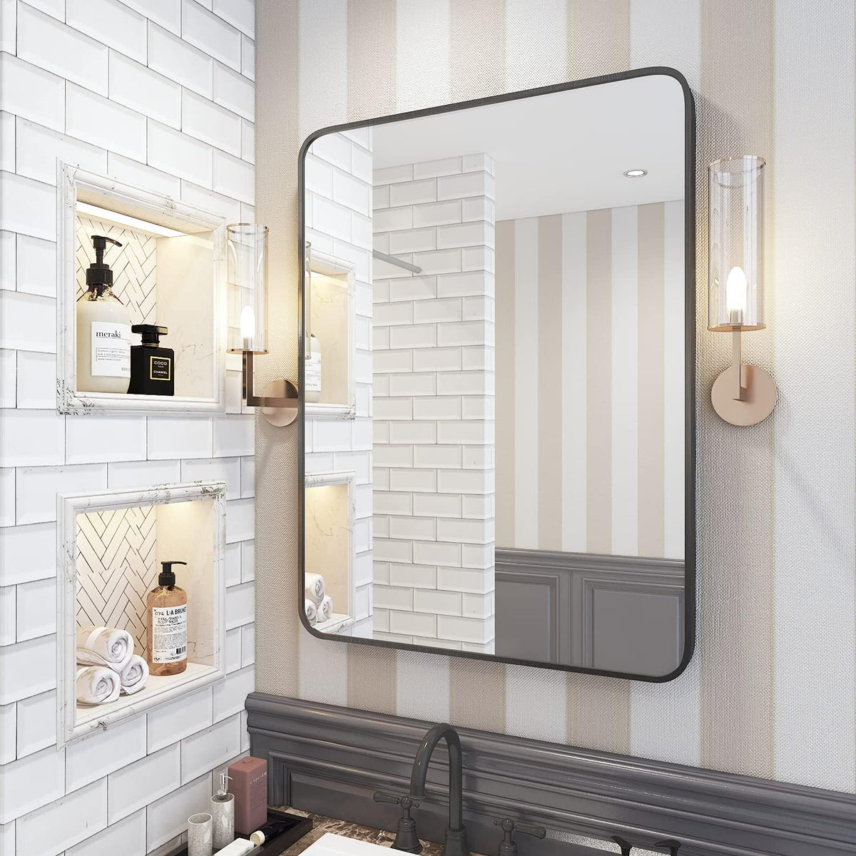 Brushed Metal Wall Mirror (24 x 36) W47752