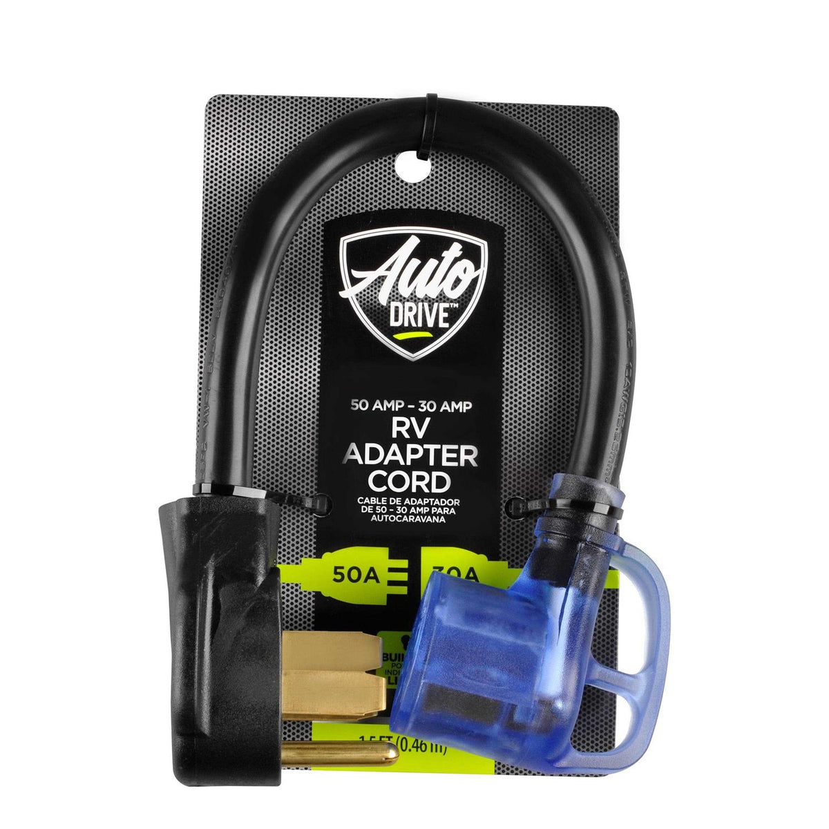 10/3 STW 50 to 30-Amp Universal RV Adapter Extension Cord with Lighted End A347869