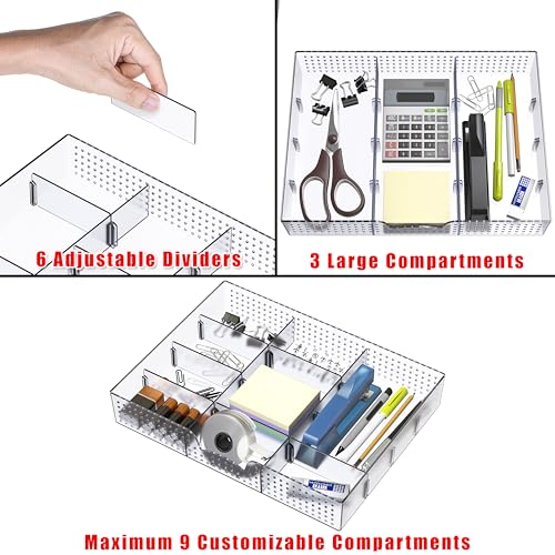 Black 2 Pack Drawer Organizer with 9 Adjustable Compartments L41201