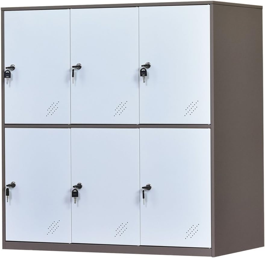 White Metal Storage Locker Cabinet with Keys V935614