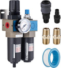 1/2 NPT Compressed Air Filter Regulator Lubricator, 5 Micron Brass Element E4992