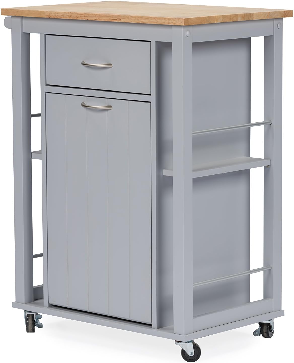 Light Grey Kitchen Cart with Wood Top Q930127