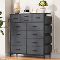 12 Drawer Fabric Dresser with Steel Frame and Wooden Top Q225747