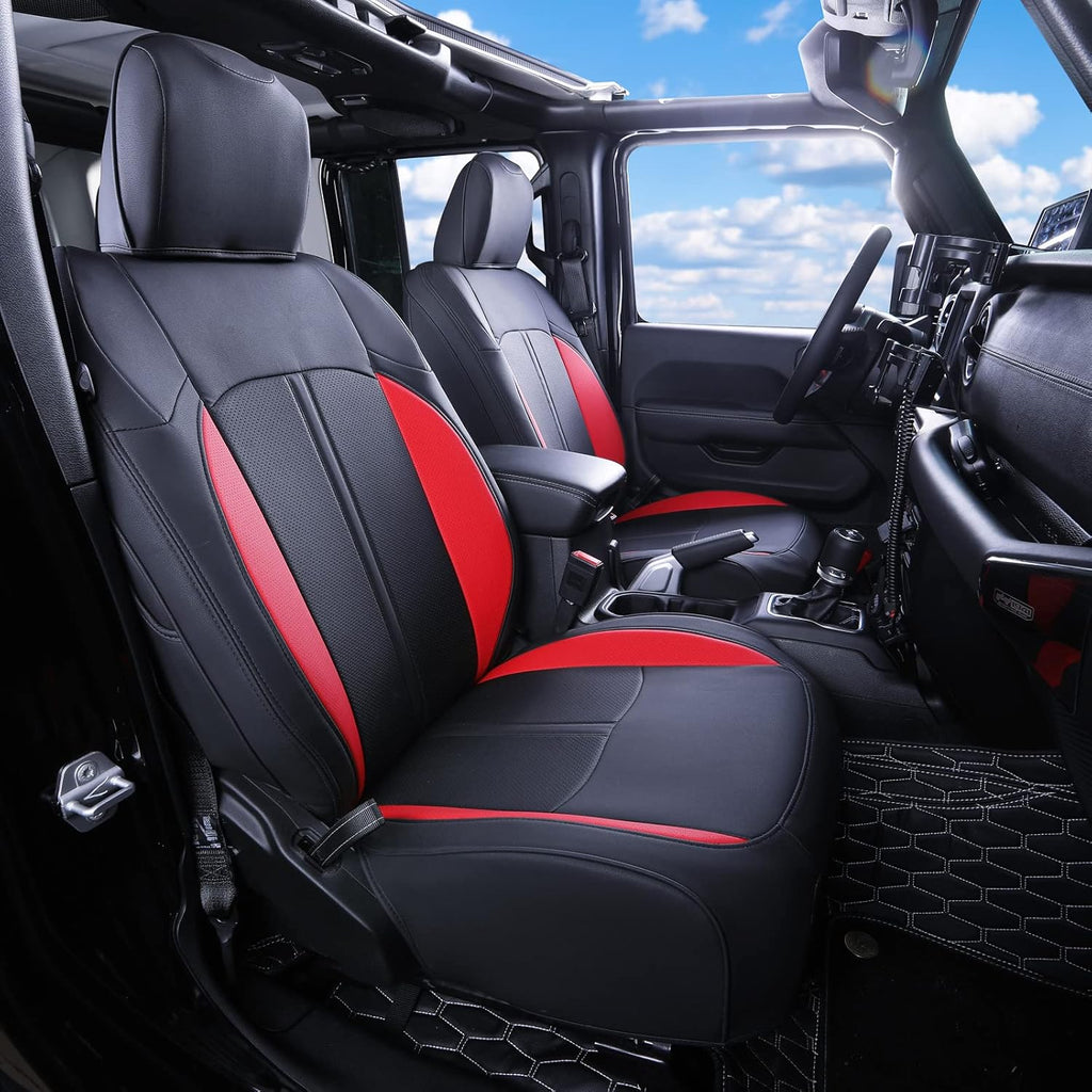 Red PU Leather Car Seat Covers for 2013-2017 Jeep Wrangler JK 4 Door L77632