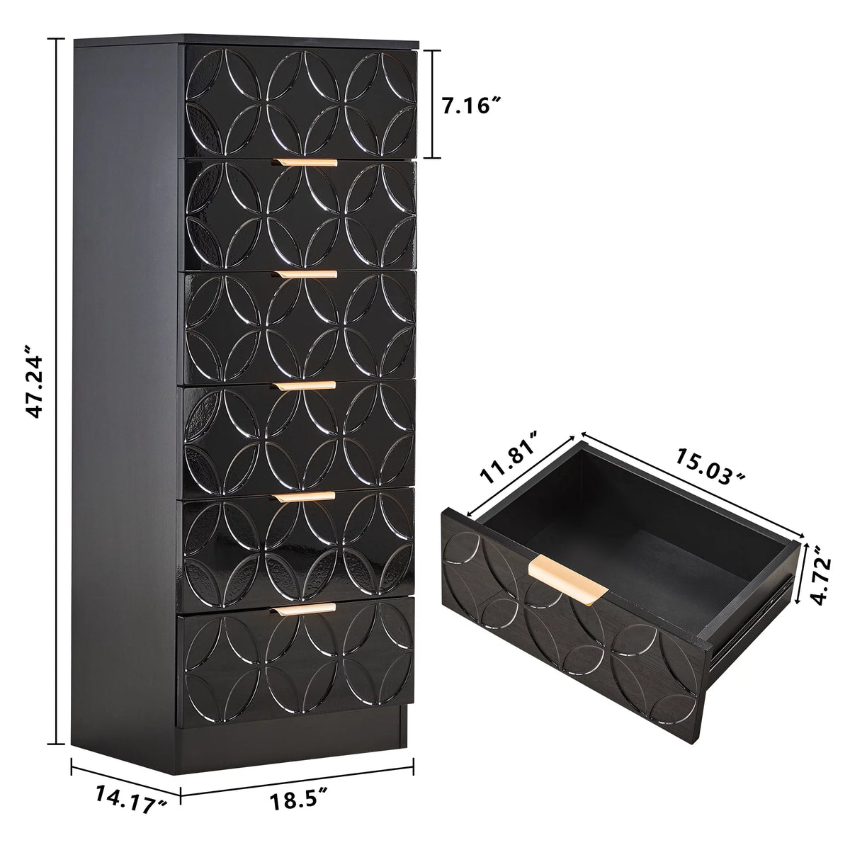 Black 6 Drawer Dresser U47016