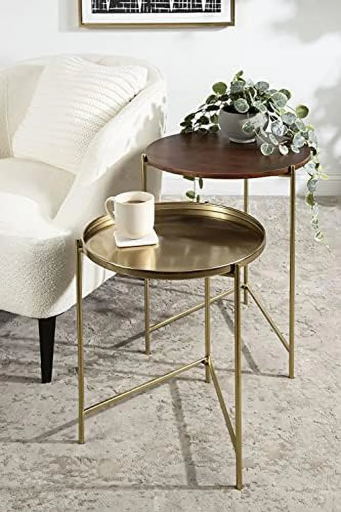 Black Nested Round Metal End Tables W5146