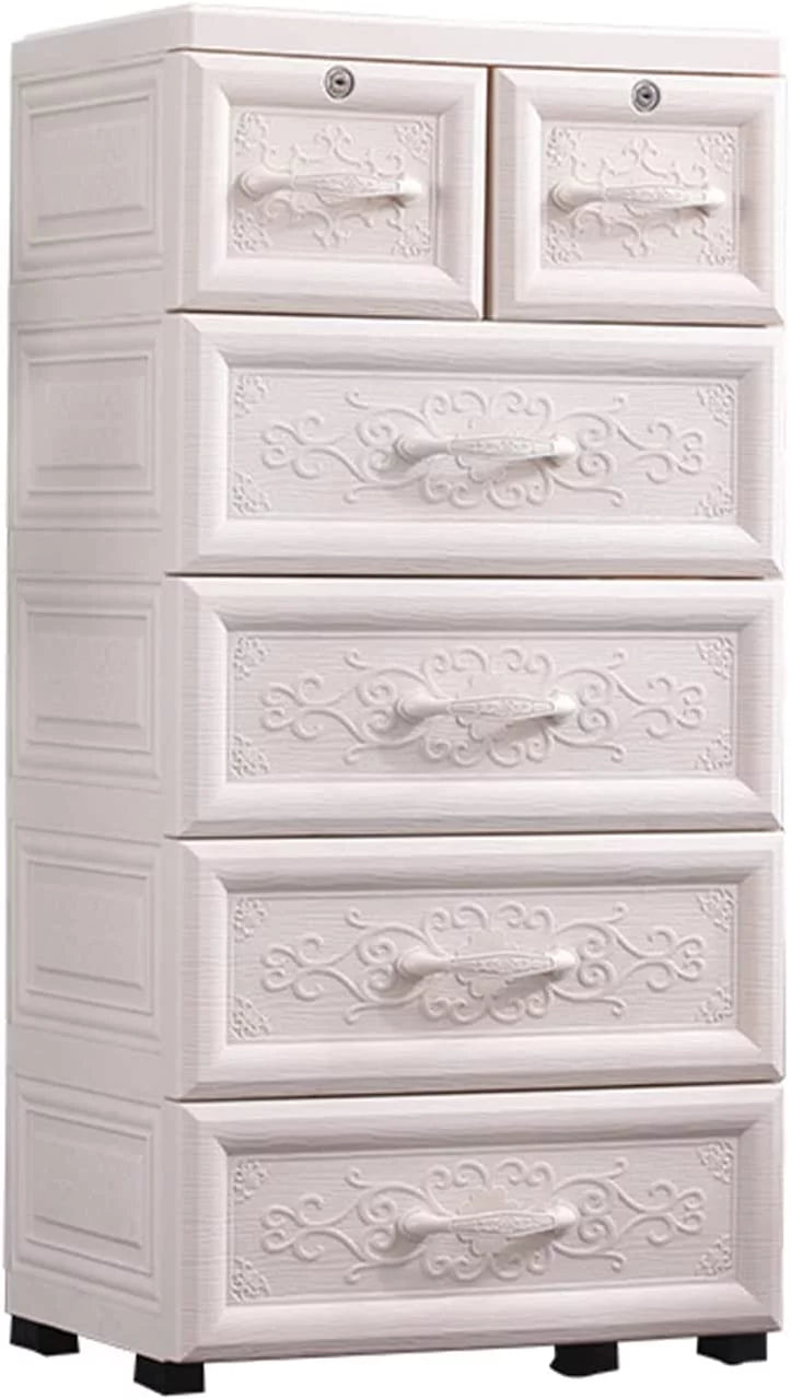 White 6 Drawers Plastic Storage Cabinet E892