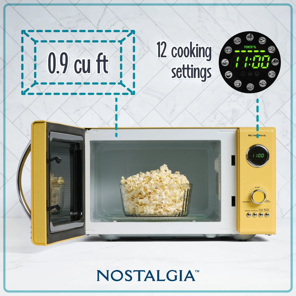 0.9 Cubic Foot 800-Watt Countertop Microwave Oven - Yellow K492719