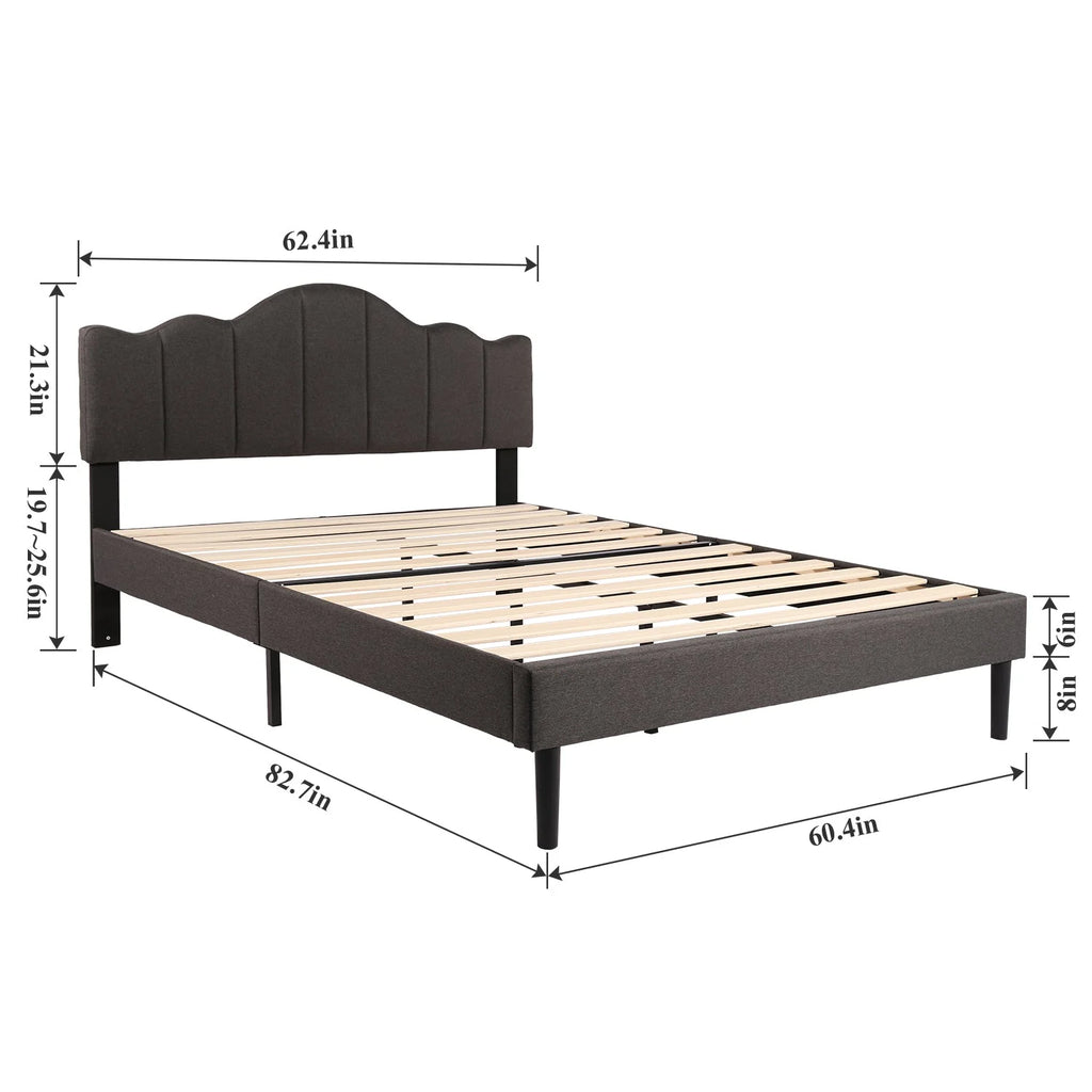 3-Piece Upholstered Bed Frame and 2 Nightstand Z727