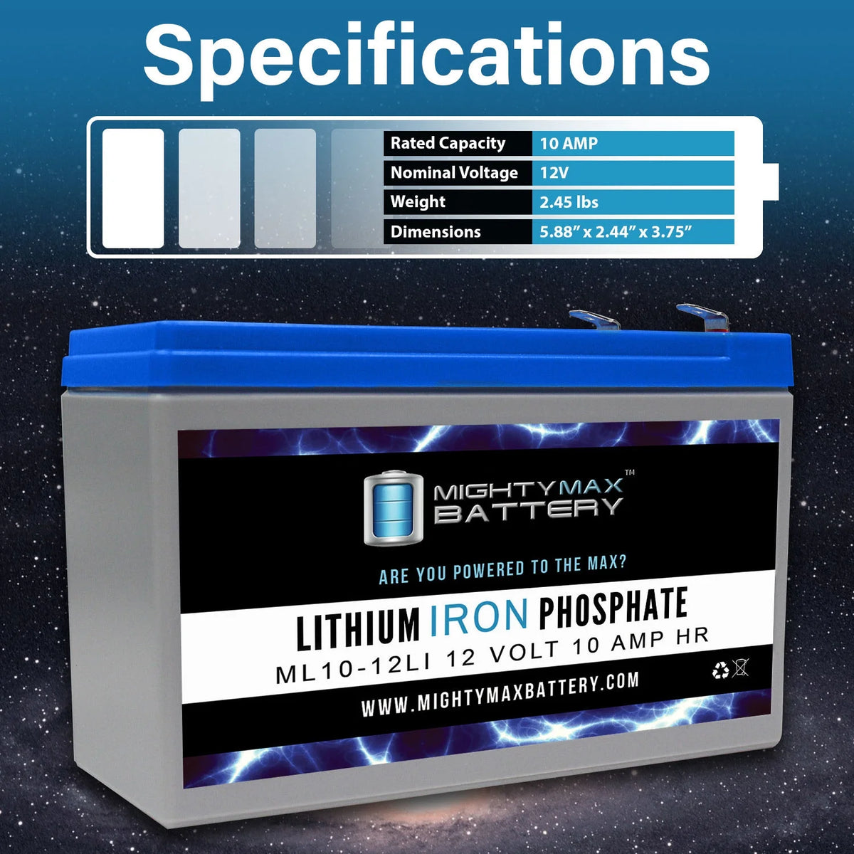12V 10AH Lithium Replacement Battery 4 Pack I5040