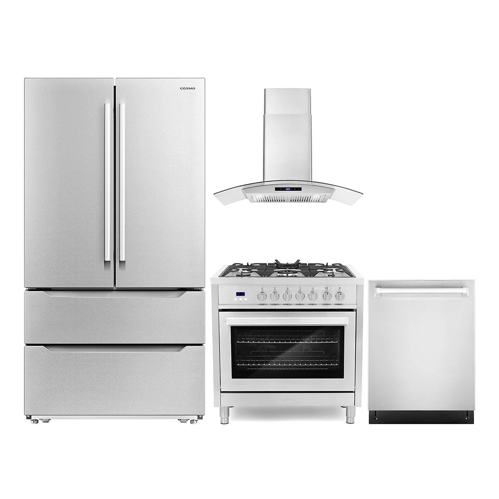36 Dual Fuel Range, Wall Mount Range Hood, Refrigerator with Ice Maker and Dishwasher J701