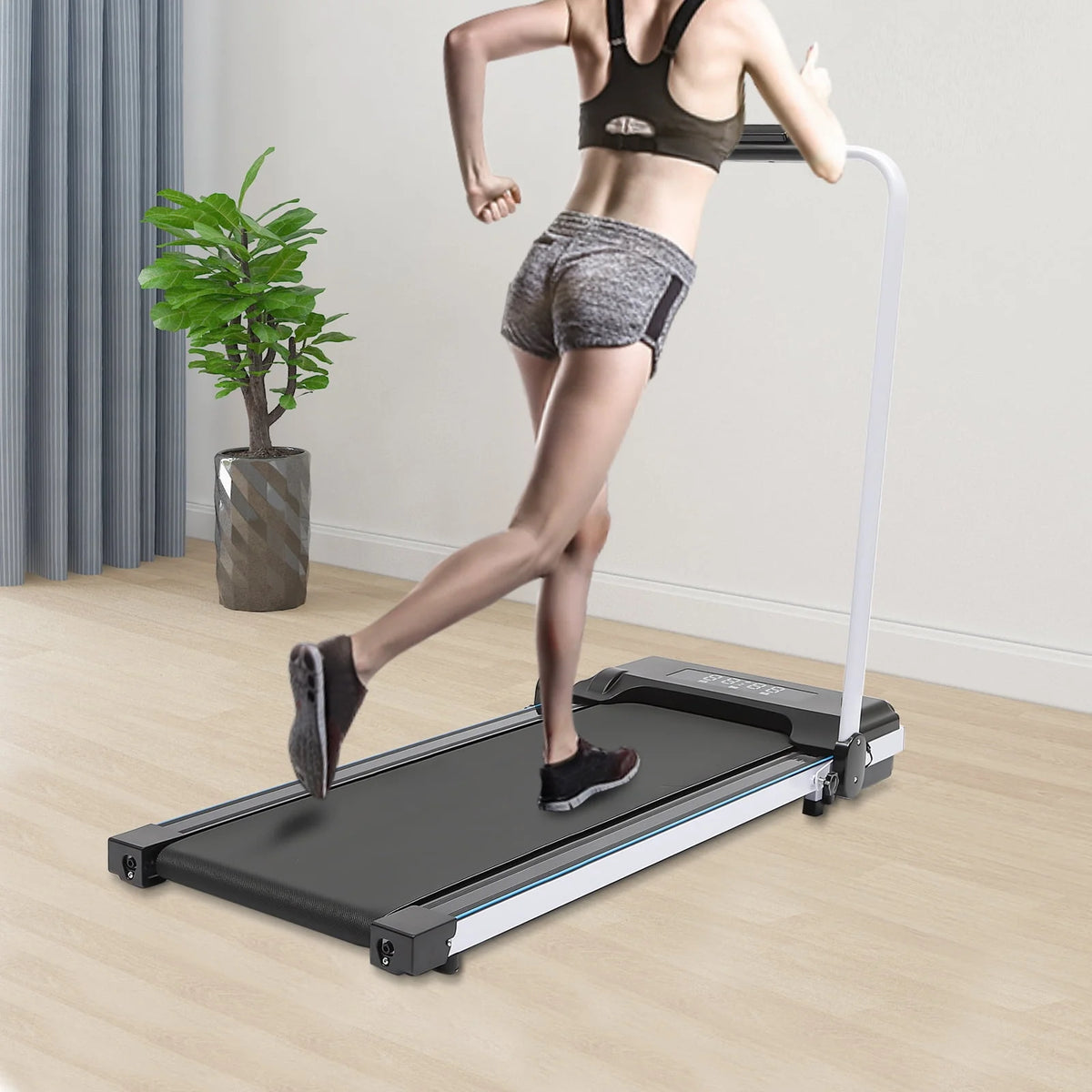 2HP Folding Treadmill with Remote Control and LED Display Q58459