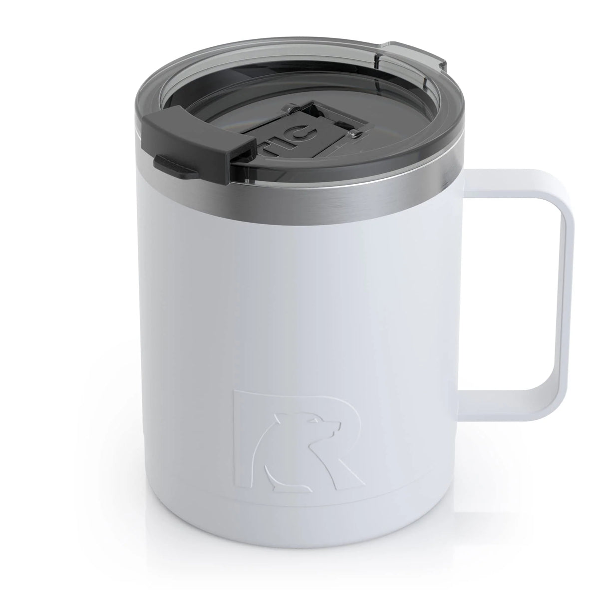 12oz White Stainless Steel Insulated Coffee Mug with Handle H2973