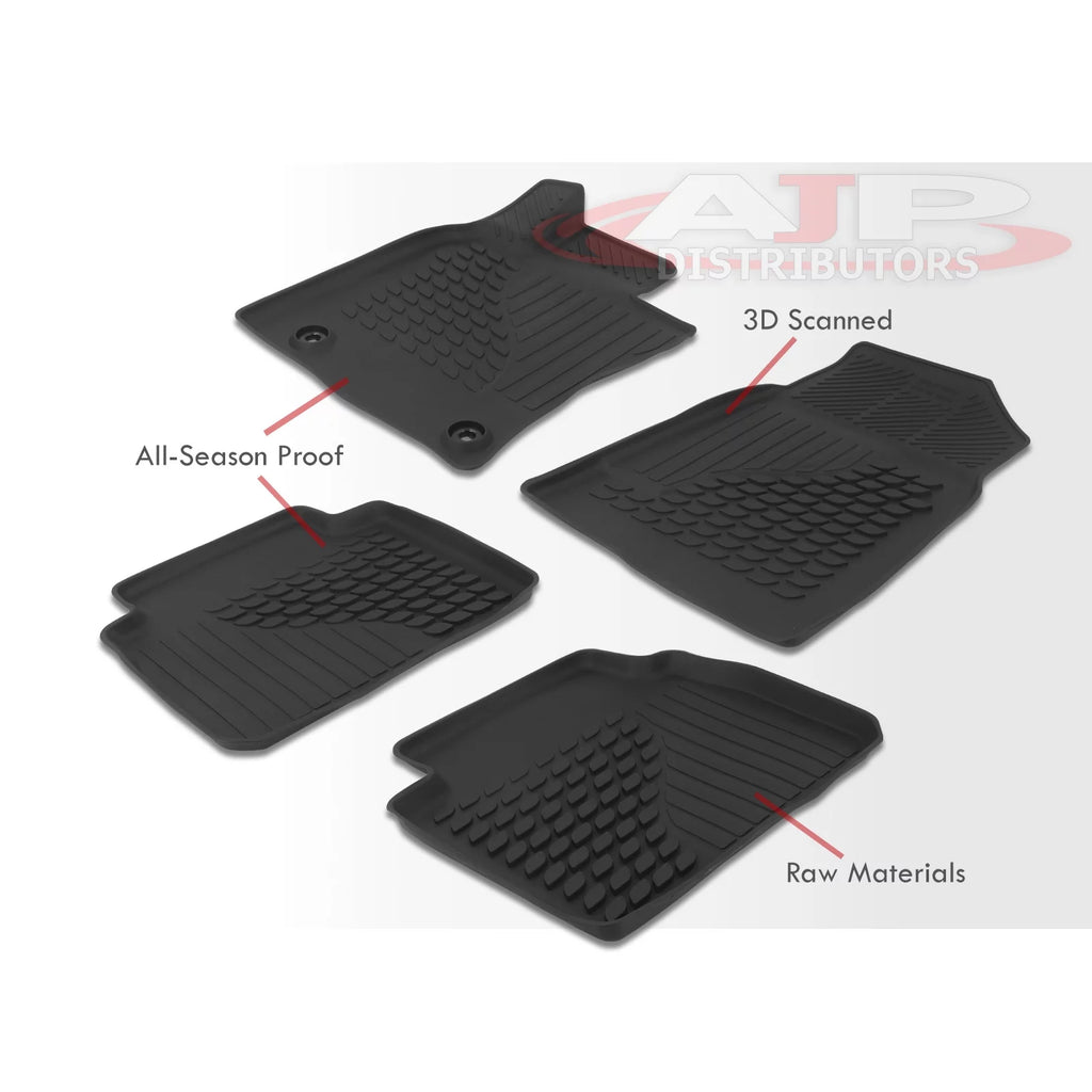 4-Piece All Weather TPE Rubber Floor Mats Front Rear Set R569