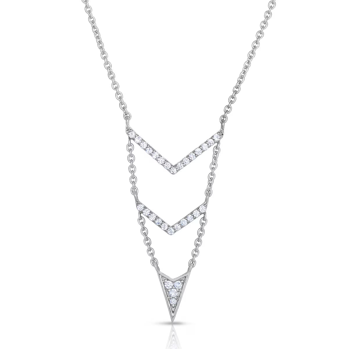 1/4 Carat Diamond Arrow V Necklace in Sterling Silver, 18 inches P578