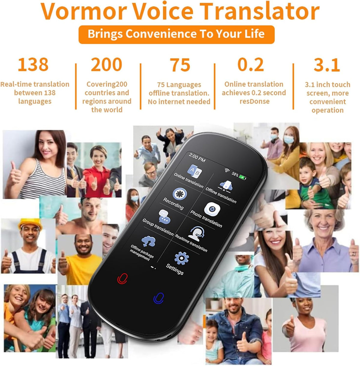 138 Languages Instant Translator Device K789209