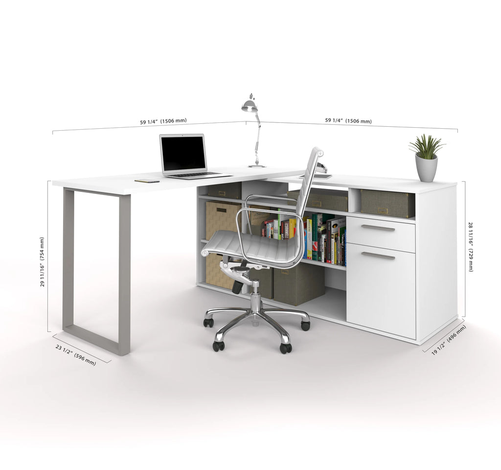 L-Shaped Desk in white V304