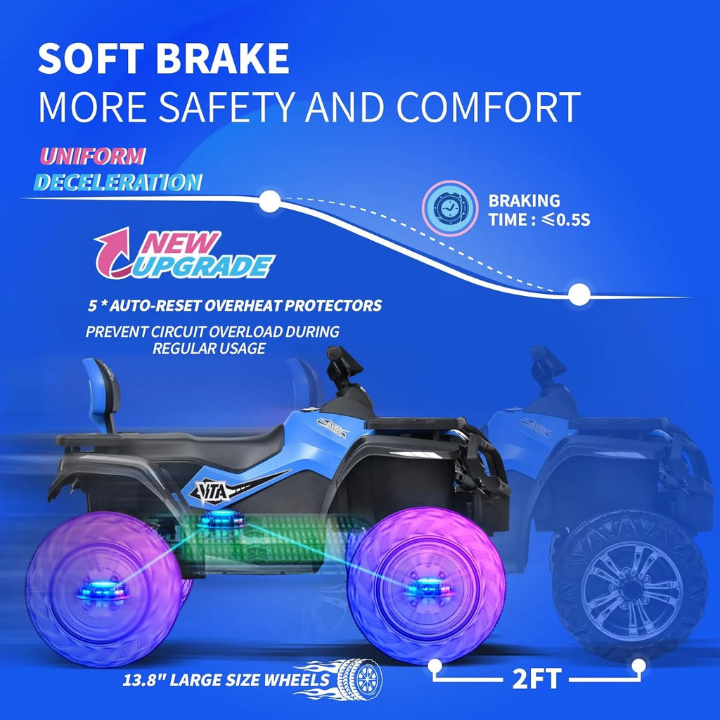 24V Kids Ride on ATV 4WD 2 Seater Quad 4-Wheeler V6977