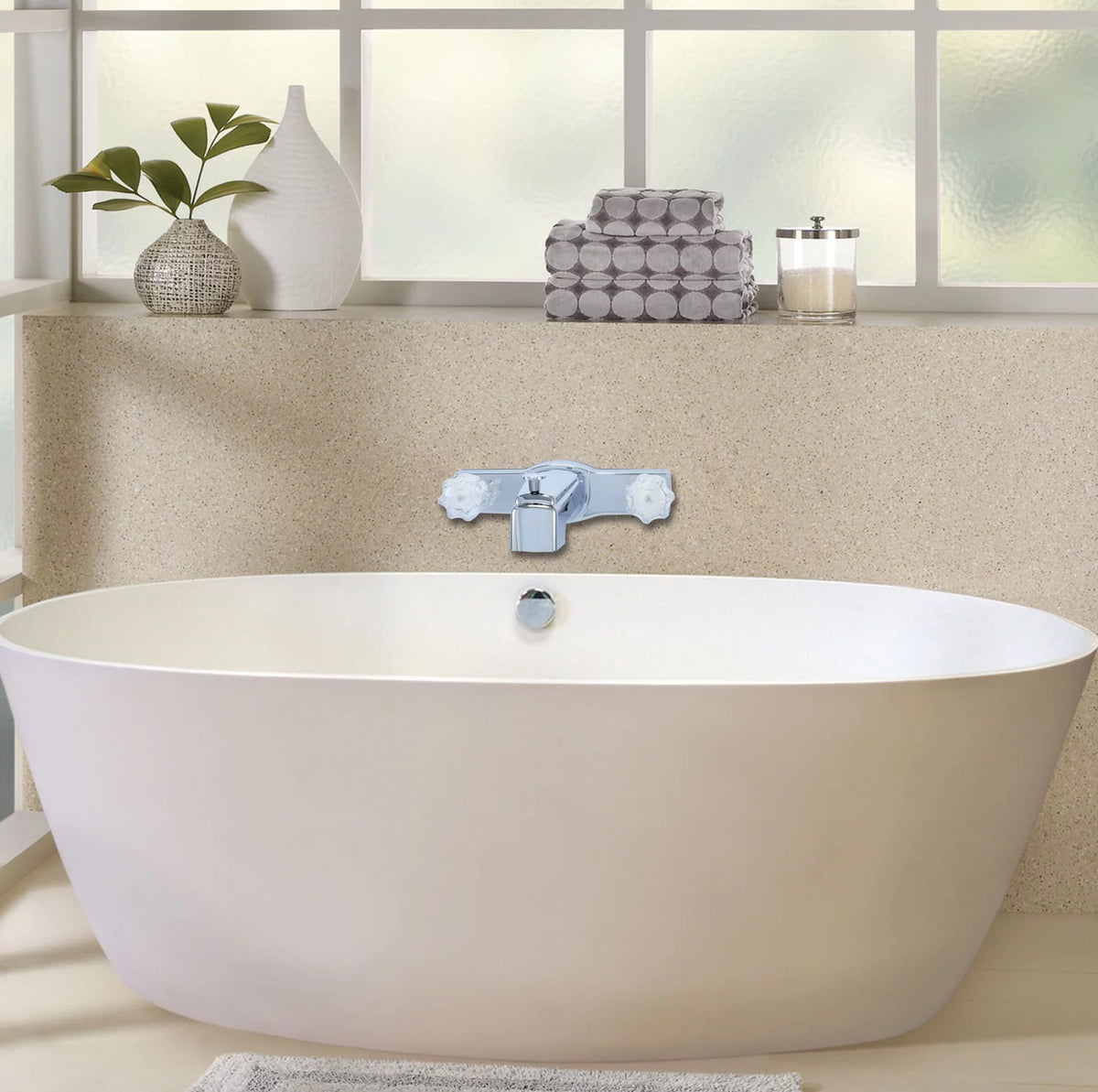 Chrome Plating Over ABS Plastic Double Handle Bath Faucet Tub Spout S72749