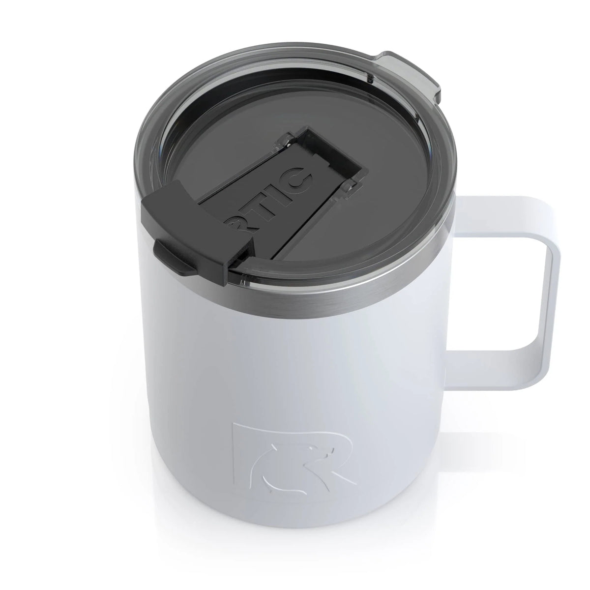 12oz White Stainless Steel Insulated Coffee Mug with Handle H2973