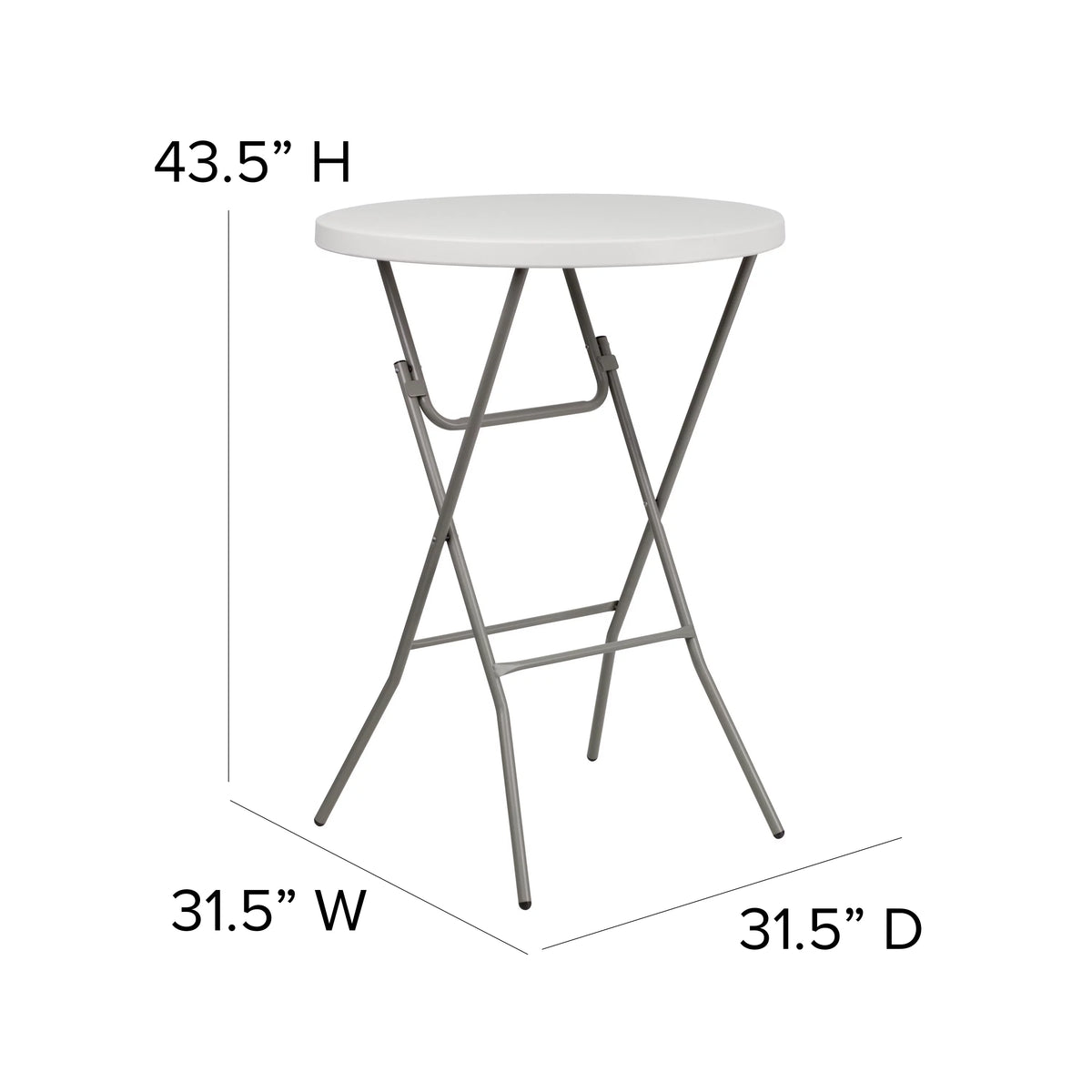 Round White Plastic Bar Height Folding Event Table I67740