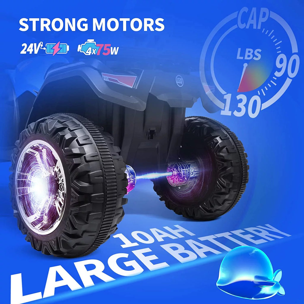 24V Kids Ride on ATV 4WD 2 Seater Quad 4-Wheeler V6977