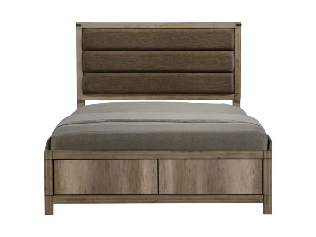 King Size 4pc Upholstered Bed Dresser Mirror Nightstand Bedroom Set V880827