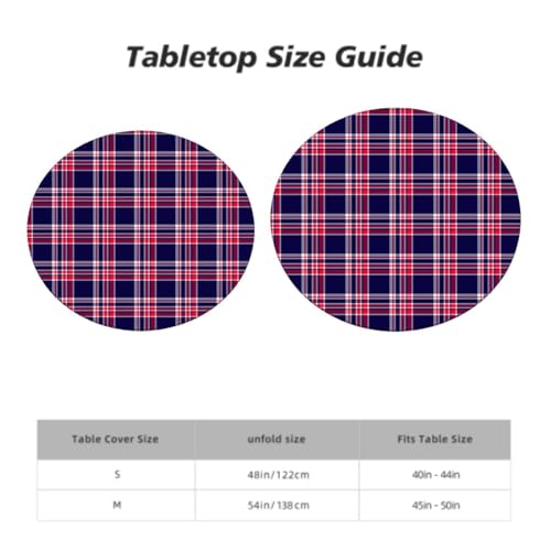 Multicolor Elastic Fitted Round Tablecloth Plaid Fits 45"-50" Diameter Tables A5008