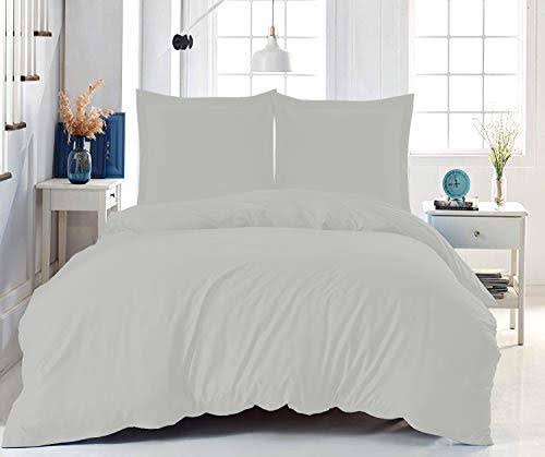 King Size Gray Cotton Duvet Cover Set with 4 Pillow Shams O47122