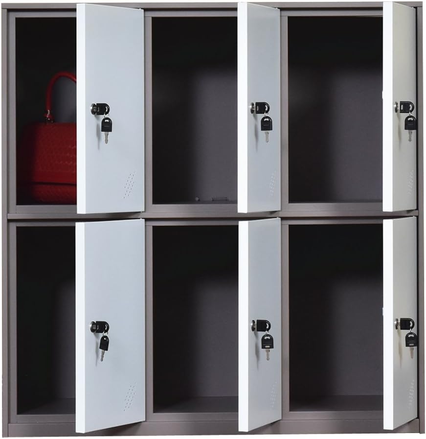 White Metal Storage Locker Cabinet with Keys V935614