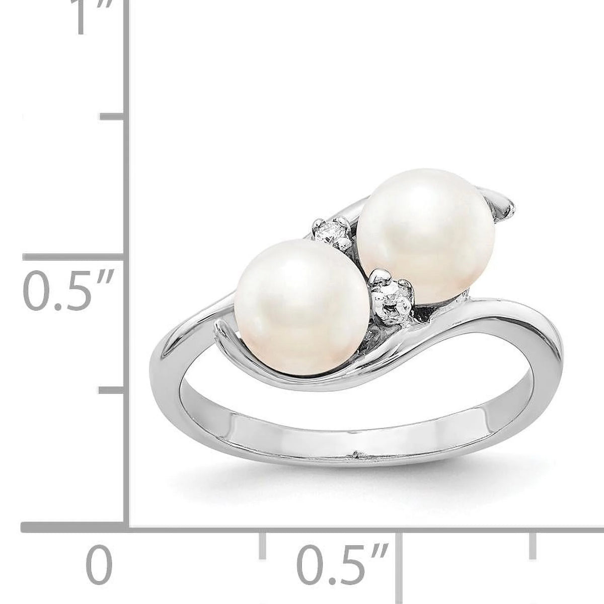 14k White Gold 6mm Black Cultured Pearl Diamond Ring D229