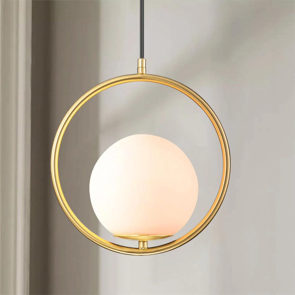 1-Light Globe Glass Geometric Pendant H9439